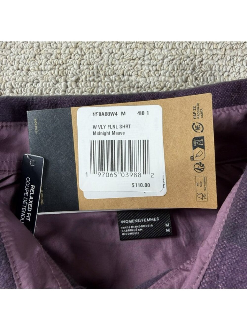 The North Face Valley Flannel Shirt Sweater Purple Women’s Size Medium - Picture 4 of 8